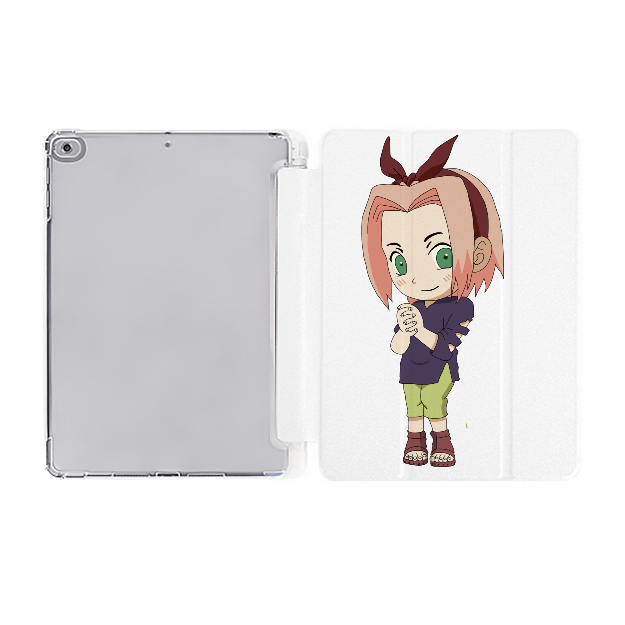 （画像用） NARUTO -ナルト- 春野サクラ Haruno Sakura IPad ケース ペン収納付き 三つ折りスタンド PUレザー×シリコン 対応機種9.5/10.5/10.9インチ